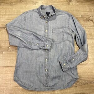 J. Crew Shirt Flex Chambray Button Down DenimMens Medium Blue Long Sleeve Cotton